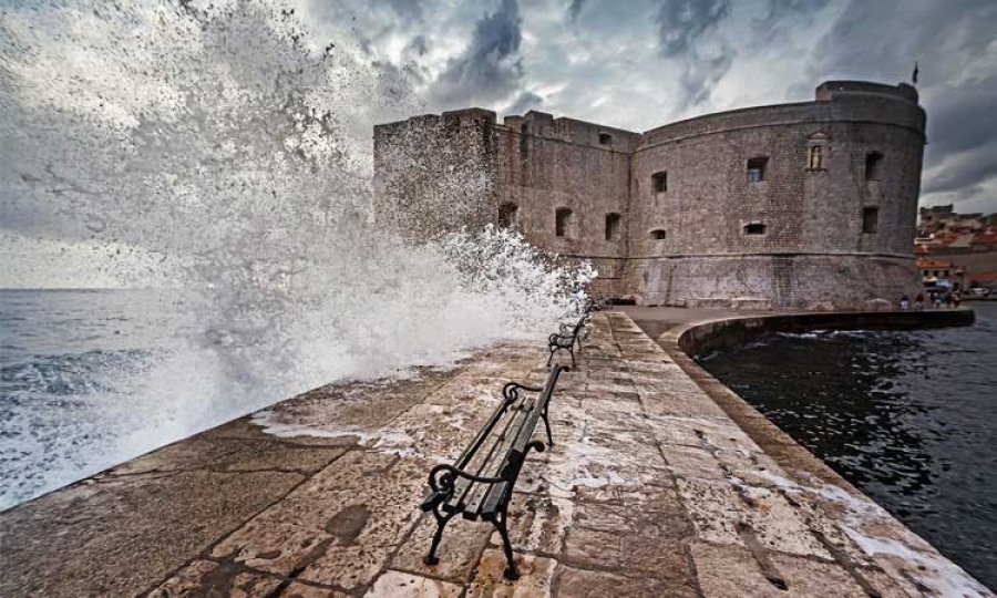 Catch the waves on a stormy day in Dubrovnik